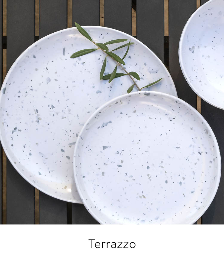Auntie Morags Epicurean Potters Reactive Glaze Teal/Blue Outdoor/Camping/BBQ Plastic/Melamine Dinner & Side Plates Set 