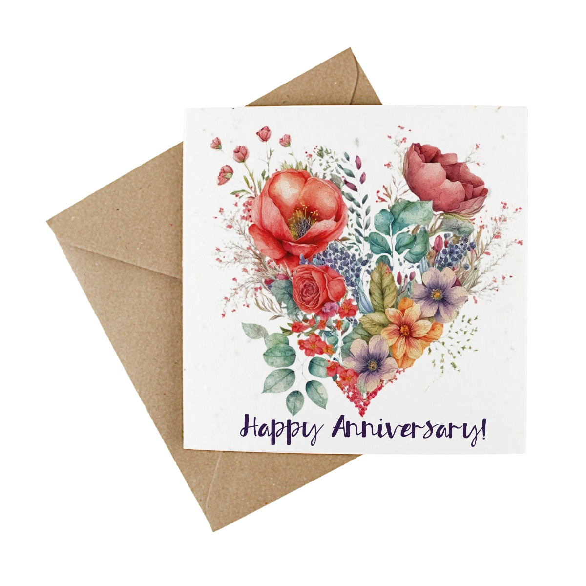 Wildflower Plantable Happy Anniversary Floral Heart Card
