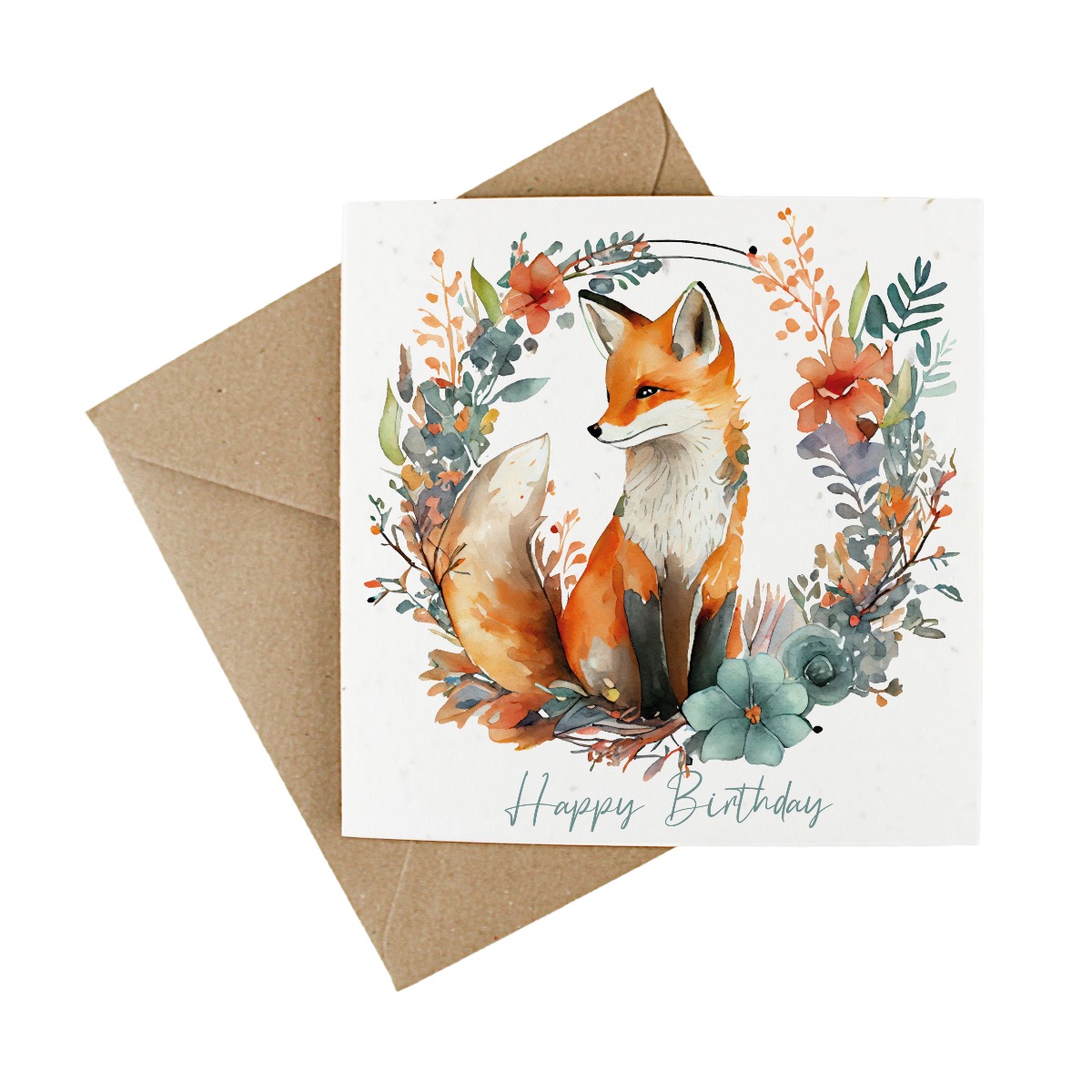 Wildflower Plantable Happy Birthday Fox Card