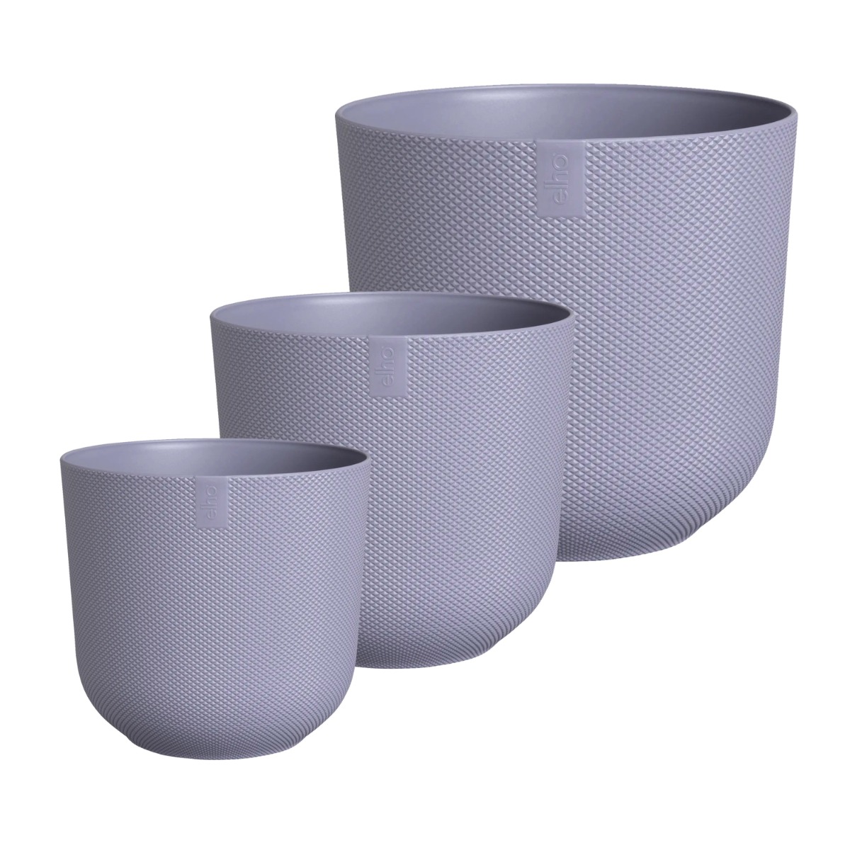 Elho Jazz Round Recycled Plastic Plant Pots - Lavender - Set of 3