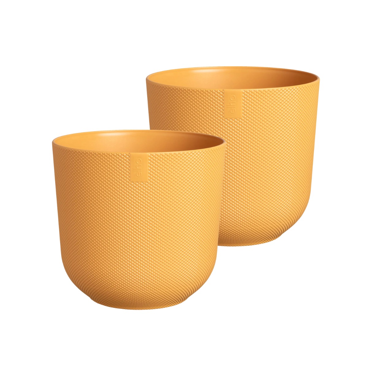 Elho Jazz Round Recycled Plastic Plant Pot - Amber Yellow - 14cm