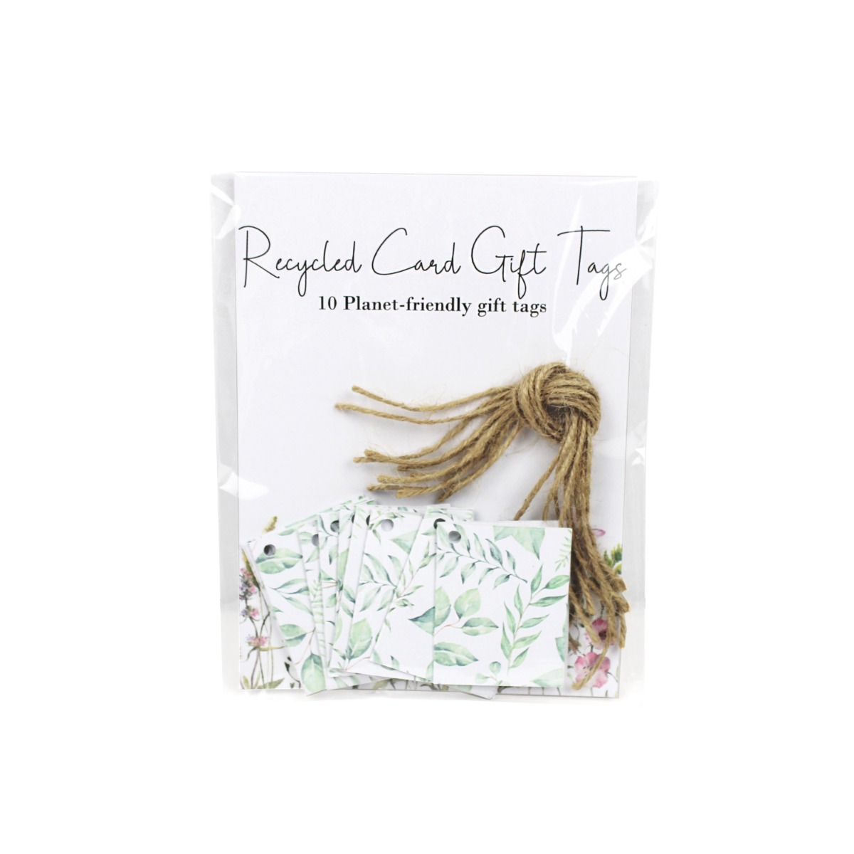 Recycled Paper Gift Tags - Green Leaves Folded - 10 Pack