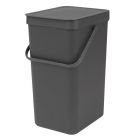 Brabantia Sort & Go Kitchen Recycling Bin - Grey - 16L Size