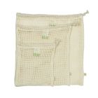 Set of 3 mesh produce bags in a natural cream colour