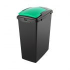 Large recycling bin with lifting green lid