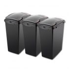 Set of 3 black and grey interlocking recycling bins