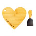 Heart-shaped cheese board and stainless steel knife