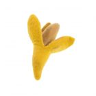a banana shaped cat toy, made from felted sheeps wool