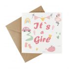 pink its a girl new baby greetings card made from seeded card