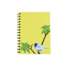 Eco friendly notebook with blue bird prints and yellow background