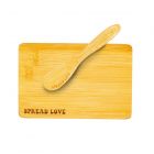 Bamboo butter board and knife, engraved with the words 'spread love'