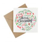 wildflower seeded christmas card with holly and decorations. Merry Christmas text.