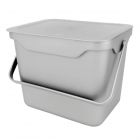 Light grey plastic food waste composting caddy bin with 5L capacity. Robust handle and can be wall mounted.