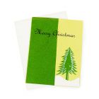 Eco friendly christmas card with christmas tree & merry christmas writing