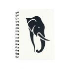 Eco friendly notebook in white with a black elephant silhouette