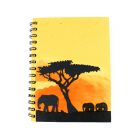 Eco friendly notebook in yellow & red with elephants silhouette
