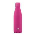 Stainless steel water bottle with glow in the bright pink print