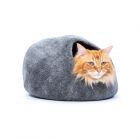Eco friendly small cat bed made from sheep's wool in grey