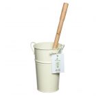 eco friendly toilet brush with cream metal bucket and FSC certified beechwood brush
