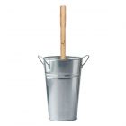 eco friendly toilet brush with cream metal bucket and FSC certified beechwood brush
