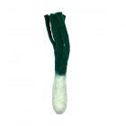 a green leek shaped cat toy, made from felted natural sheep wool