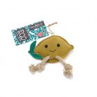 green and wilds eco friendly dog toy shaped like a yellow lemon