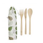 Reusable Bamboo Cutlery Set - in Fabric Pouch