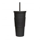 22oz black reusable double walled tumbler with a straw for drinks on the go!