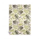 Organic cotton tea towel for dish drying, in cream and green with foliage print