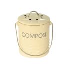 Small metal food waste caddy in cream