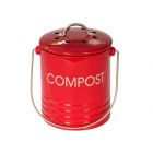 Small metal food waste caddy in red