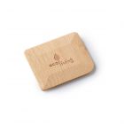 sustainably sourced beechwood rectangular pot scraper with embossed eco living text