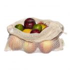 Natural cotton net produce bag containing fresh fruit