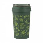 Eco friendly reusable travel mug in green 
