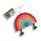 a colorful rainbow shaped eco friendly dog toy