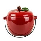 Apple shaped red glazed ceramic food caddy bin.