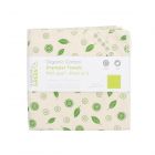 Organic cotton unpaper towels folded into squares, in packs of 5