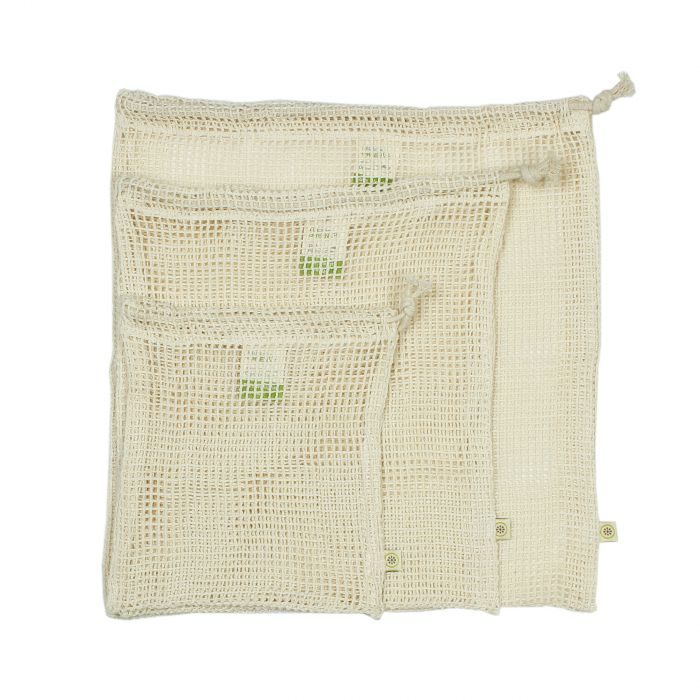 Organic Cotton Mesh Produce Bags Set of 3