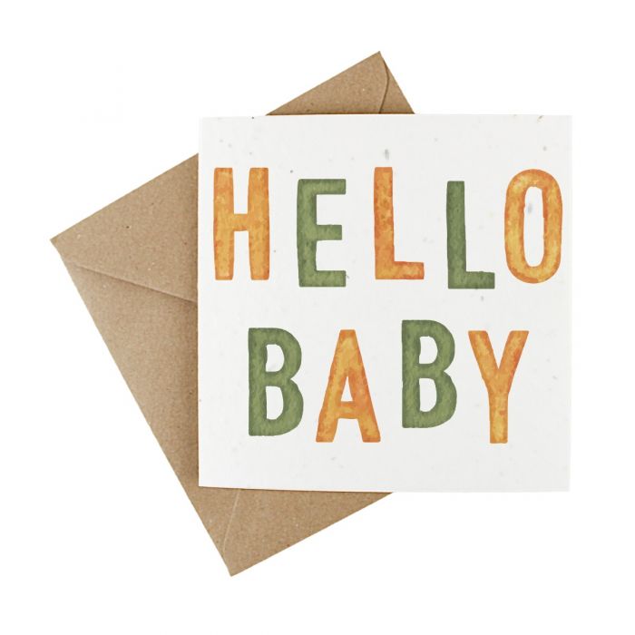 Wildflower Plantable New Baby Card Hello Baby All Green