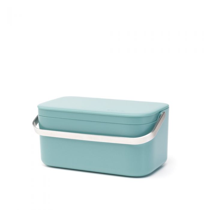 Brabantia Rectangular Food Waste Caddy-Mini Mint/Blue & 75xCompostable Bags 