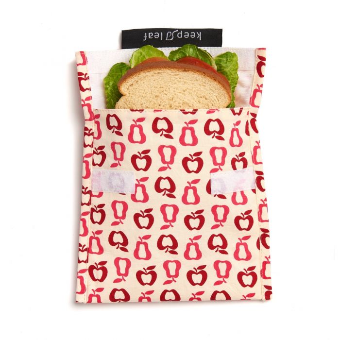 Keep Leaf Large Reusable Food Baggie Fruit Print All Green