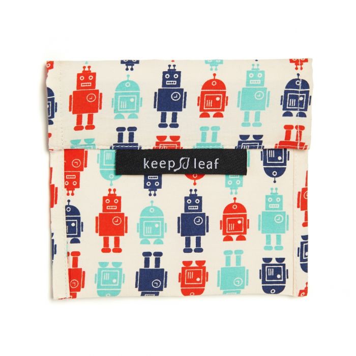 Keep Leaf Large Reusable Food Baggie Robot Print