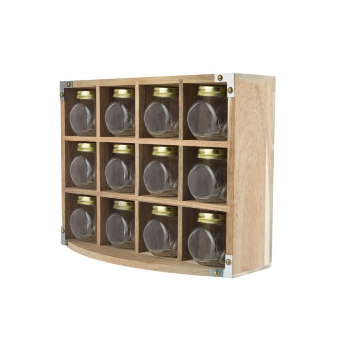 Captivate Kitchen Pantry Acacia Wood Spice Rack All Green