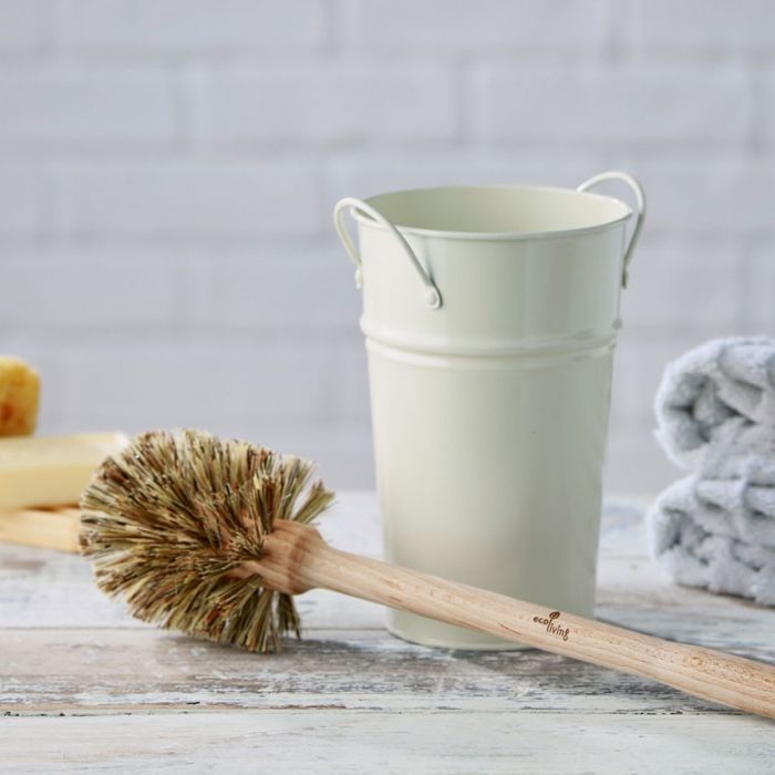 Eco Living Plastic Free Toilet Brush Cream Holder Set Large