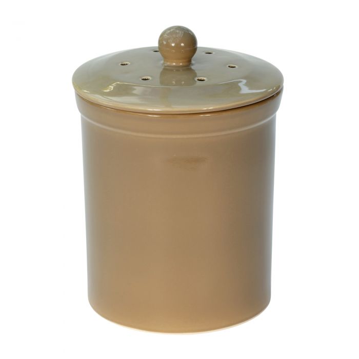 Buff Brown Melbury Ceramic Compost Caddy Kitchen Compost Bin 