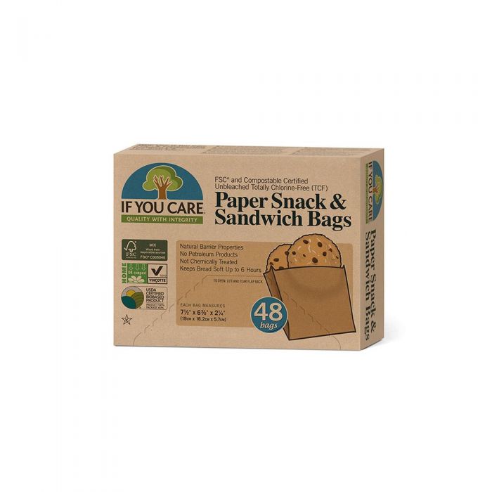 Compostable If You Care Paper Sandwich Snack Bags All Green