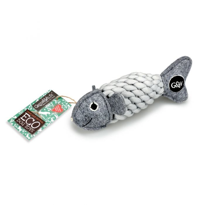 Green Wilds Eco Dog Toy Roger the Ropefish All Green