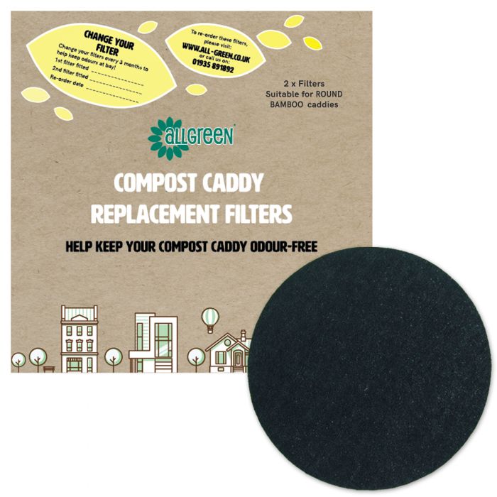 Pack of 2 For Round Bamboo Caddies All-Green Compost Caddy Spare Filters 