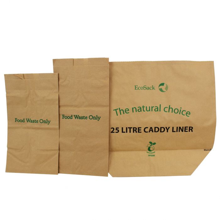 Ecosack 25x 8 L Paper Compostable Kitchen Caddy Bags 