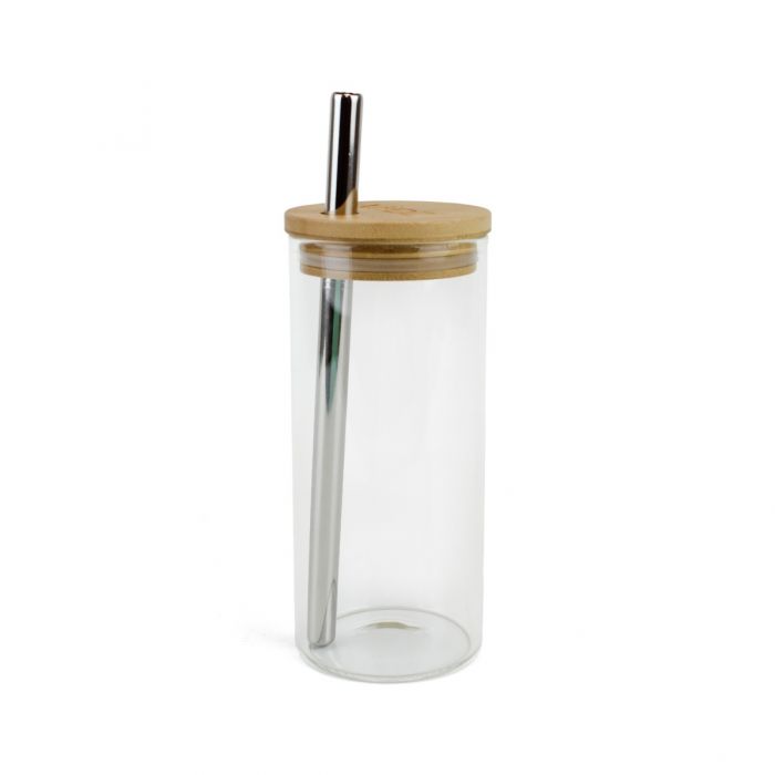 Midz Glass Smoothie Cup and Straw